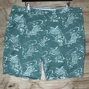 Polo Ralph Lauren Chino Shorts Mens 38 Green Fish Stretch Classic Fit Flat Front